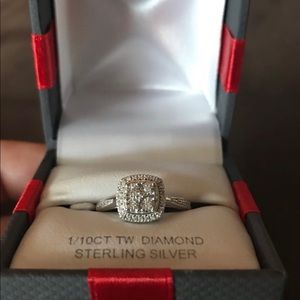 Sterling silver diamond ring